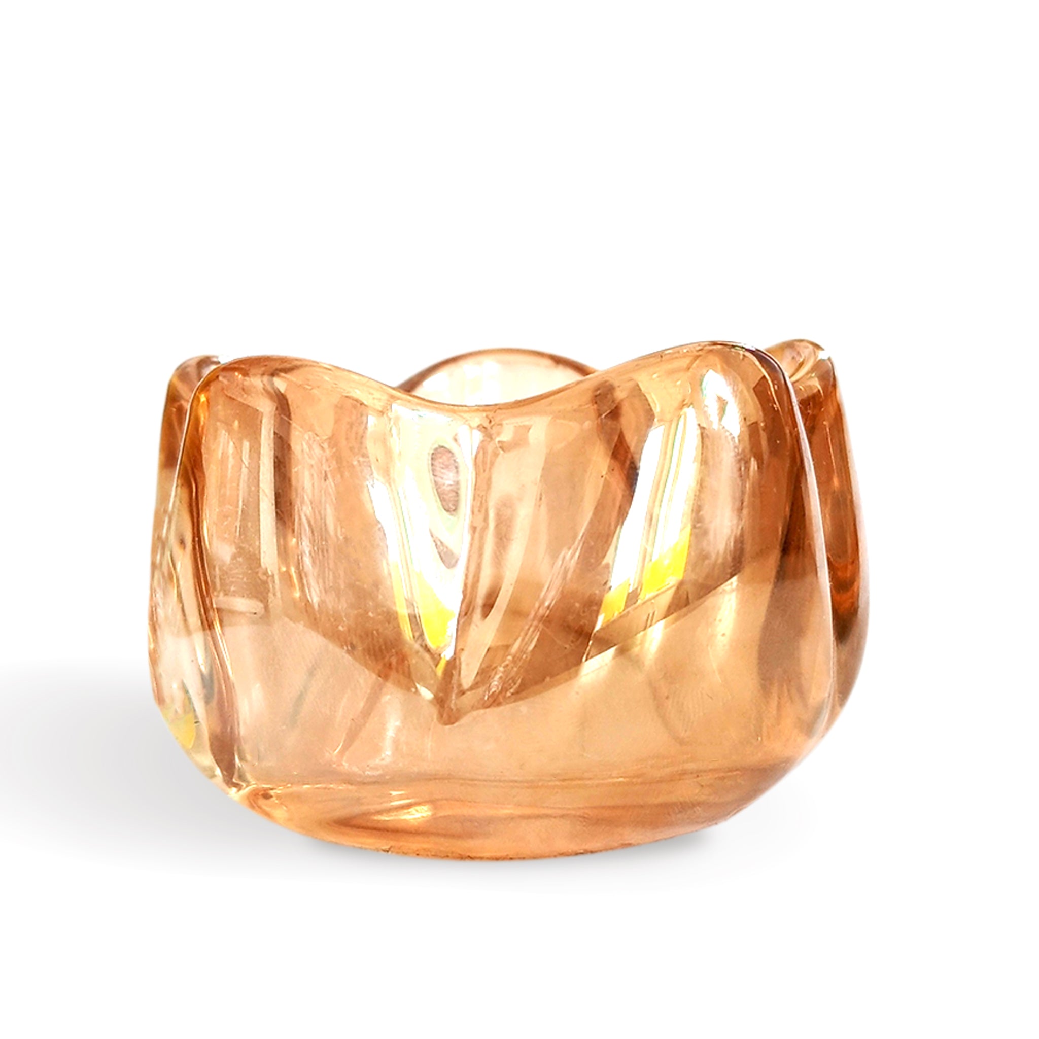 Amber Poppy Candle in Glass Holder-1